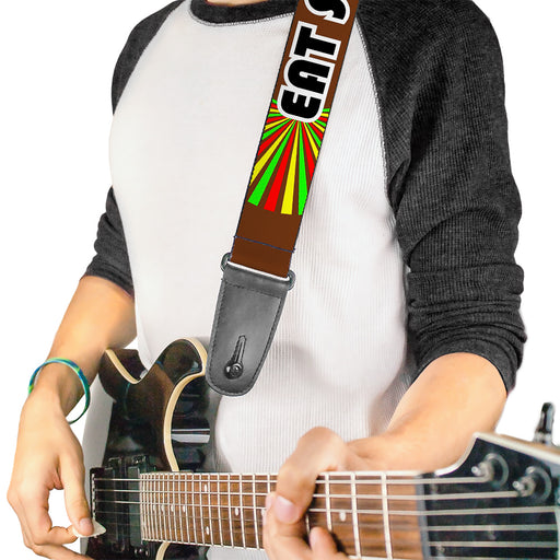 Guitar Strap - EAT SLEEP SKATE Brown Rasta Burst Guitar Straps Buckle-Down   