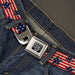 BD Wings Logo CLOSE-UP Full Color Black Silver Seatbelt Belt - Americana Stars & Stripes Red/White/Blue/White Webbing Seatbelt Belts Buckle-Down   