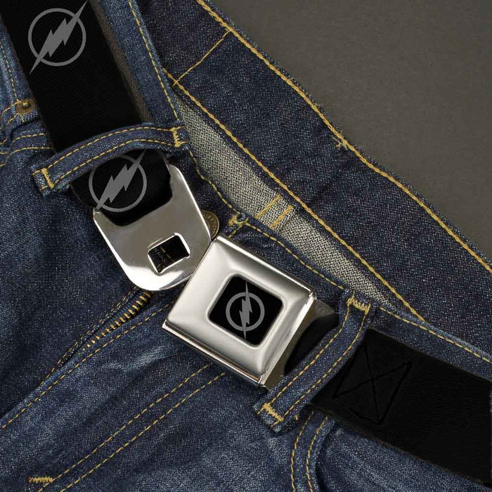 Reverse Flash Logo Full Color Black Gray Seatbelt Belt - Reverse Flash Logo Black/Gray Webbing Seatbelt Belts DC Comics   