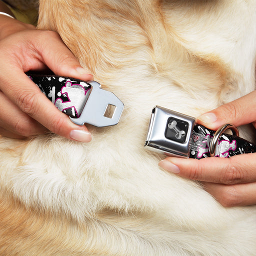 Dog Bone Seatbelt Buckle Collar - Heart & Cross Bones w/Splatter Black/White Seatbelt Buckle Collars Buckle-Down   