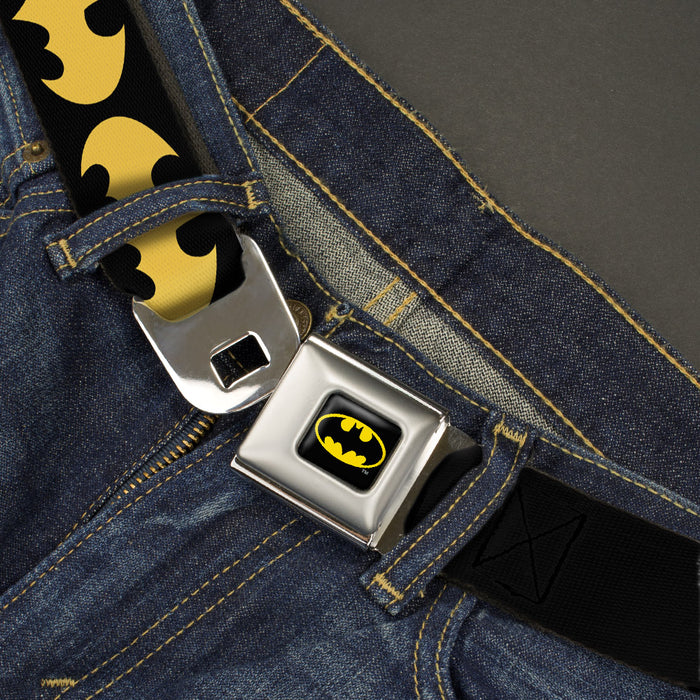 Batman Full Color Black Yellow Seatbelt Belt - Bat Signal-1 Black/Yellow Webbing Seatbelt Belts DC Comics   