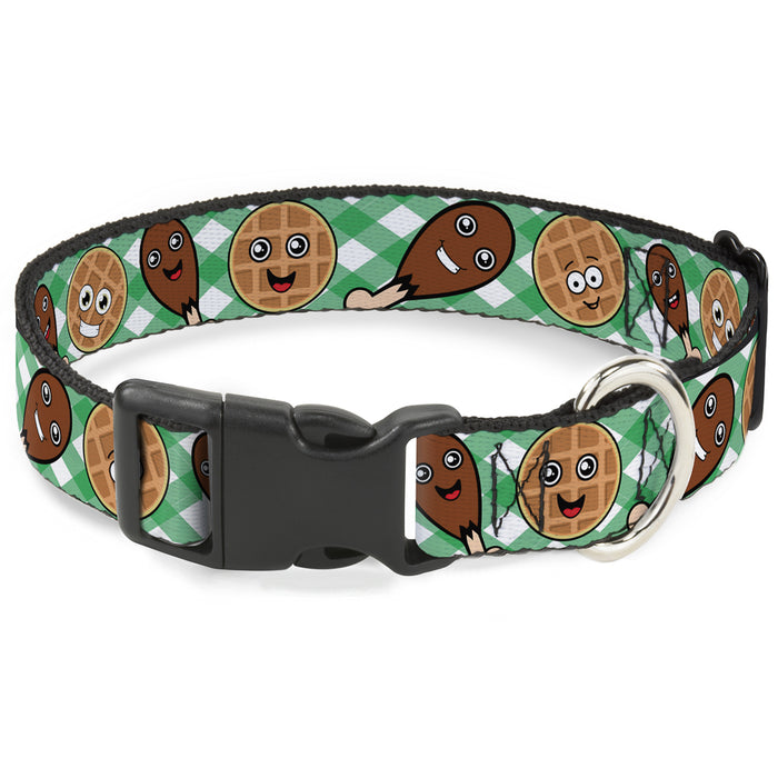 Plastic Clip Collar - Fried Chicken & Waffles Plaid White/Green Plastic Clip Collars Buckle-Down   