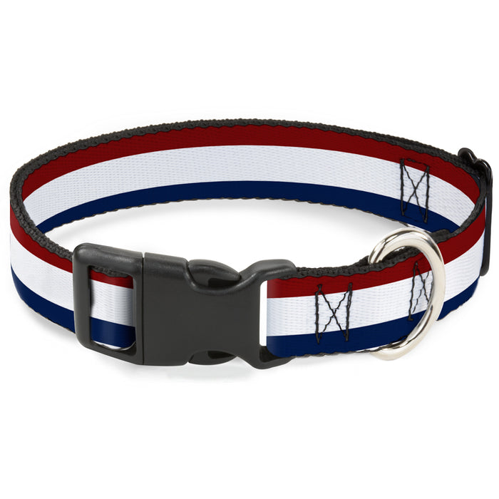 Plastic Clip Collar - Stripes Red/White/Blue Plastic Clip Collars Buckle-Down   