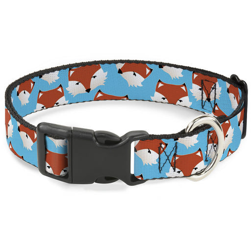 Plastic Clip Collar - Fox Face Scattered Sky Blue Plastic Clip Collars Buckle-Down   
