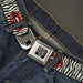 BD Wings Logo CLOSE-UP Full Color Black Silver Seatbelt Belt - Mouth Zebra Webbing Seatbelt Belts Buckle-Down   