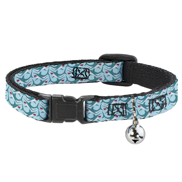 Cat Collar Breakaway - Shark 3-Rows Light Blue Breakaway Cat Collars Buckle-Down   