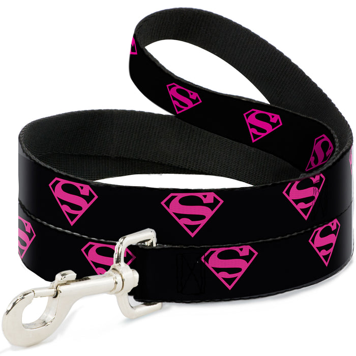 Dog Leash - Superman Shield Black/Hot Pink Dog Leashes DC Comics   