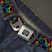 BD Wings Logo CLOSE-UP Full Color Black Silver Seatbelt Belt - Peace Heart Black/Rainbow Ombre Webbing Seatbelt Belts Buckle-Down   