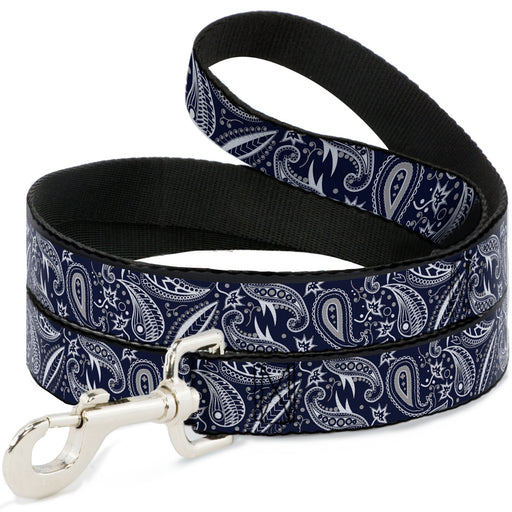 Dog Leash - Floral Paisley3 Blue/White/Gray Dog Leashes Buckle-Down   