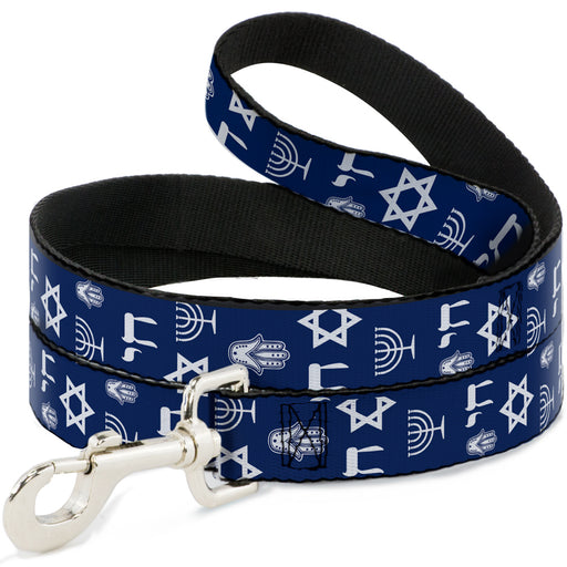 Dog Leash - Jewish Symbols-4 Blue/White Dog Leashes Buckle-Down   