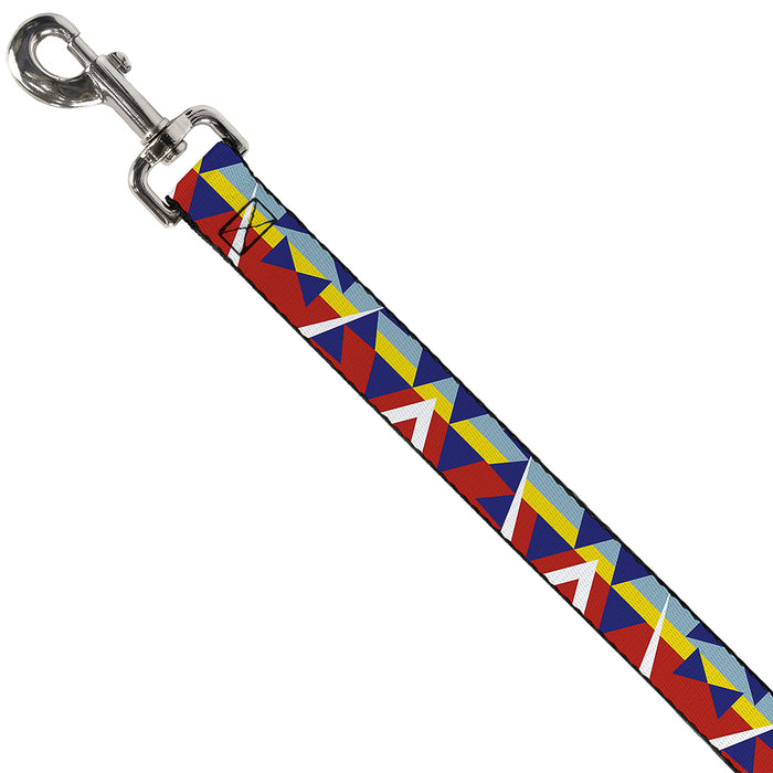 Dog Leash - Geometric Triangles/Stripe Red/White/Blues/Yellow Dog Leashes Buckle-Down   