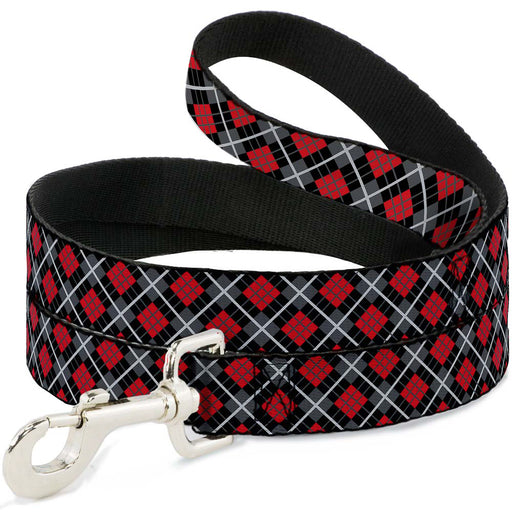 Dog Leash - Argyle Black/Gray/Red Dog Leashes Buckle-Down   