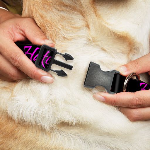 Plastic Clip Collar - Haters Gonna Hate w/Gem Black/Fuchsia Plastic Clip Collars Buckle-Down   