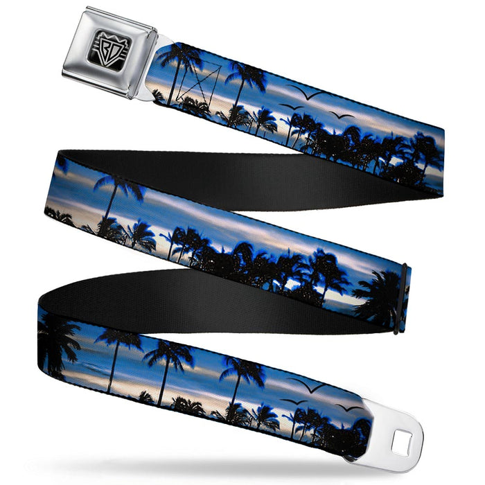 BD Wings Logo CLOSE-UP Full Color Black Silver Seatbelt Belt - Blue Sunset Webbing Seatbelt Belts Buckle-Down   