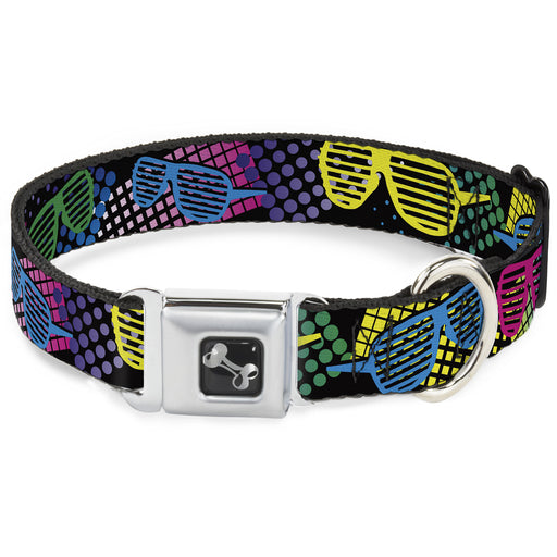 Dog Bone Seatbelt Buckle Collar - Eighties Shades Black/Neon Seatbelt Buckle Collars Buckle-Down   