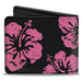 Bi-Fold Wallet - Hibiscus Weathered Black Pink Bi-Fold Wallets Buckle-Down   