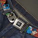 DC Round Logo Black/Silver Seatbelt Belt - Justice League Superheroes CLOSE-UP New Webbing Seatbelt Belts DC Comics   