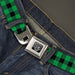 BD Wings Logo CLOSE-UP Full Color Black Silver Seatbelt Belt - Buffalo Plaid Black/Neon Green Webbing Seatbelt Belts Buckle-Down   