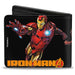 MARVEL AVENGERS Bi-Fold Wallet - Iron Man Pose Face CLOSE-UP + Pose IRON MAN "A" Logo Black Gold Red Bi-Fold Wallets Marvel Comics   