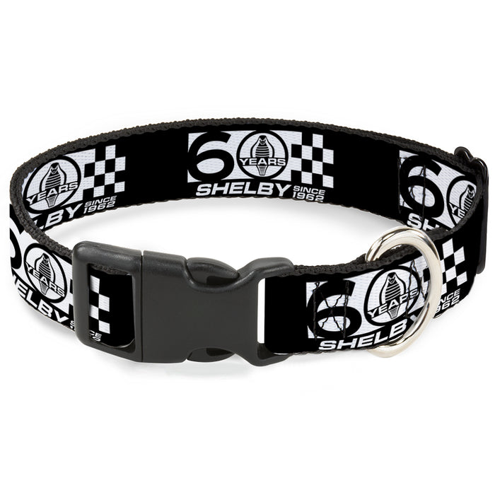 Plastic Clip Collar - SHELBY 60 YEARS SINCE 1962 Checker Black/White Plastic Clip Collars Carroll Shelby   