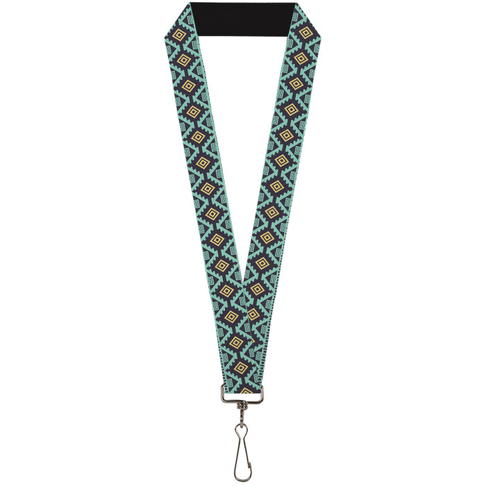 Lanyard - 1.0" - Geometric6 Navy Turquoise Gold Lanyards Buckle-Down   