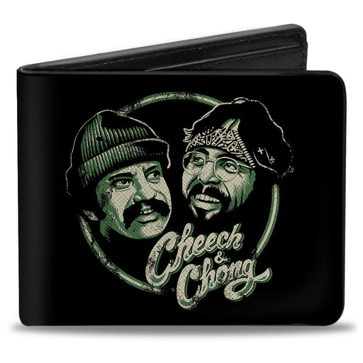 Bi-Fold Wallet - Cheech and Chong Pose and Script Black Greens Bi-Fold Wallets Cheech & Chong   