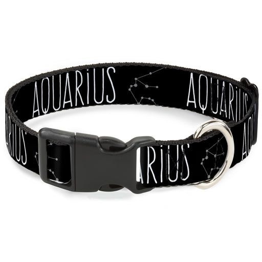 Plastic Clip Collar - Zodiac AQUARIUS/Constellation Black/White Plastic Clip Collars Buckle-Down   