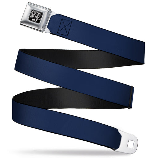 BD Wings Logo CLOSE-UP Full Color Black Silver Seatbelt Belt - Navy Webbing Seatbelt Belts Buckle-Down   