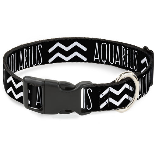 Plastic Clip Collar - Zodiac AQUARIUS/Symbol Black/White Plastic Clip Collars Buckle-Down   