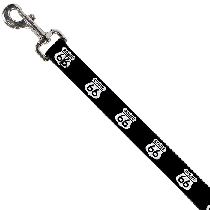 Dog Leash - ROUTE 66 Highway Sign Repeat Black/White Dog Leashes Buckle-Down   