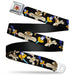 Looney Tunes Logo Full Color White Seatbelt Belt - Road Runner/Wile E. Coyote Expressions CLOSE-UP Black Webbing Seatbelt Belts Looney Tunes   