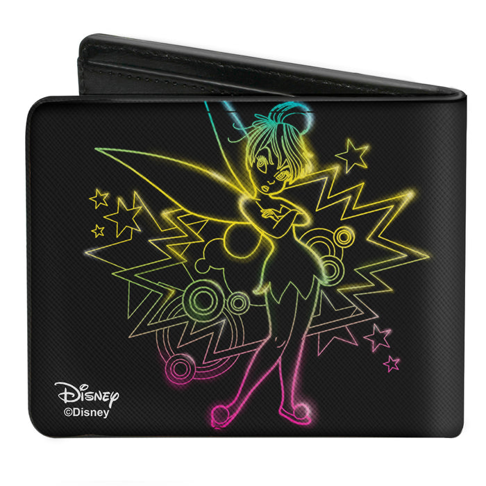 Bi-Fold Wallet - Electric Tinker Bell Sassy Pose Black Multi Neon Bi-Fold Wallets Disney   