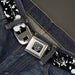 BD Wings Logo CLOSE-UP Full Color Black Silver Seatbelt Belt - Splatter Black/White Webbing Seatbelt Belts Buckle-Down   