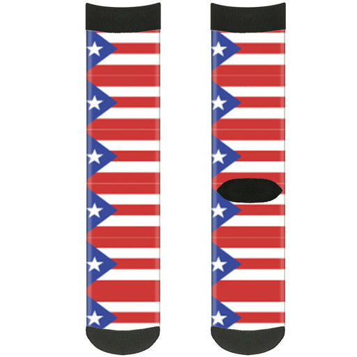 Sock Pair - Polyester - Puerto Rico Flag Repeat Black - CREW Socks Buckle-Down   