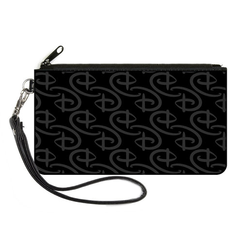 Canvas Zipper Wallet - SMALL - Disney Signature D Logo Monogram Black Gray Canvas Zipper Wallets Disney   