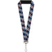 Lanyard - 1.0" - Plaid X2 Navy White Orange Lanyards Buckle-Down   