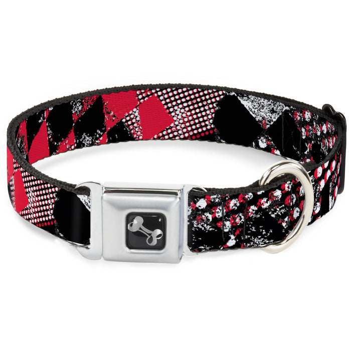 Dog Bone Seatbelt Buckle Collar - Grunge Checker Flag Red Seatbelt Buckle Collars Buckle-Down   