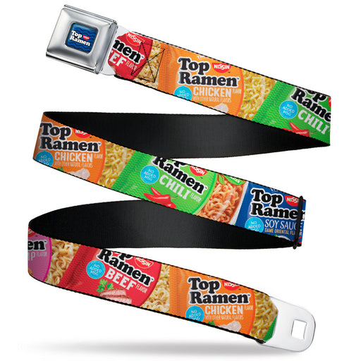 TOP RAMEN Noodle Wave Full Color Blue/Black/White Seatbelt Belt - Top Ramen Vivid Flavor Packages Stacked Multi Color Webbing Seatbelt Belts Nissin Foods   