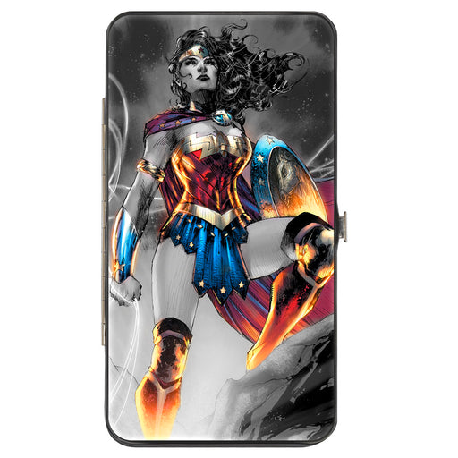 Hinged Wallet - Wonder Woman 75th Anniversary Comic Book Cover Standing Pose Grays Full Color Hinged Wallets DC Comics   