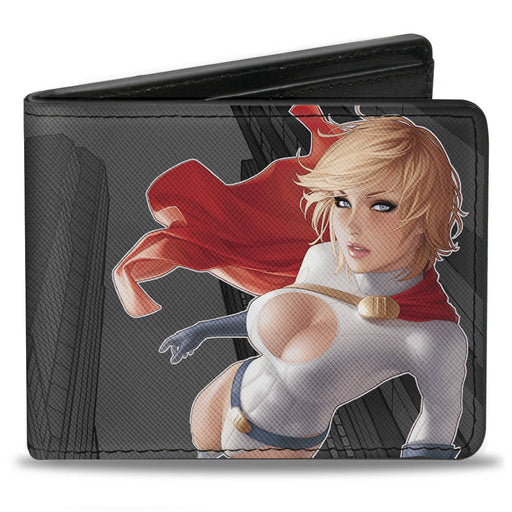 Bi-Fold Wallet - Power Girl Up Up & Away Issue #27 Cover Pose Buildings Grays Bi-Fold Wallets DC Comics   