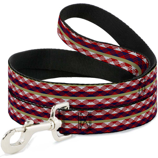 Dog Leash - Geometric Weave Tan/White/Red/Blue Dog Leashes Buckle-Down   