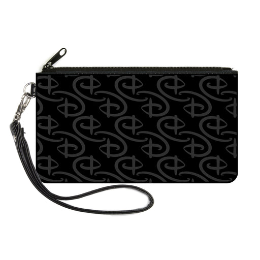 Canvas Zipper Wallet - LARGE - Disney Signature D Logo Monogram Black Gray Canvas Zipper Wallets Disney   