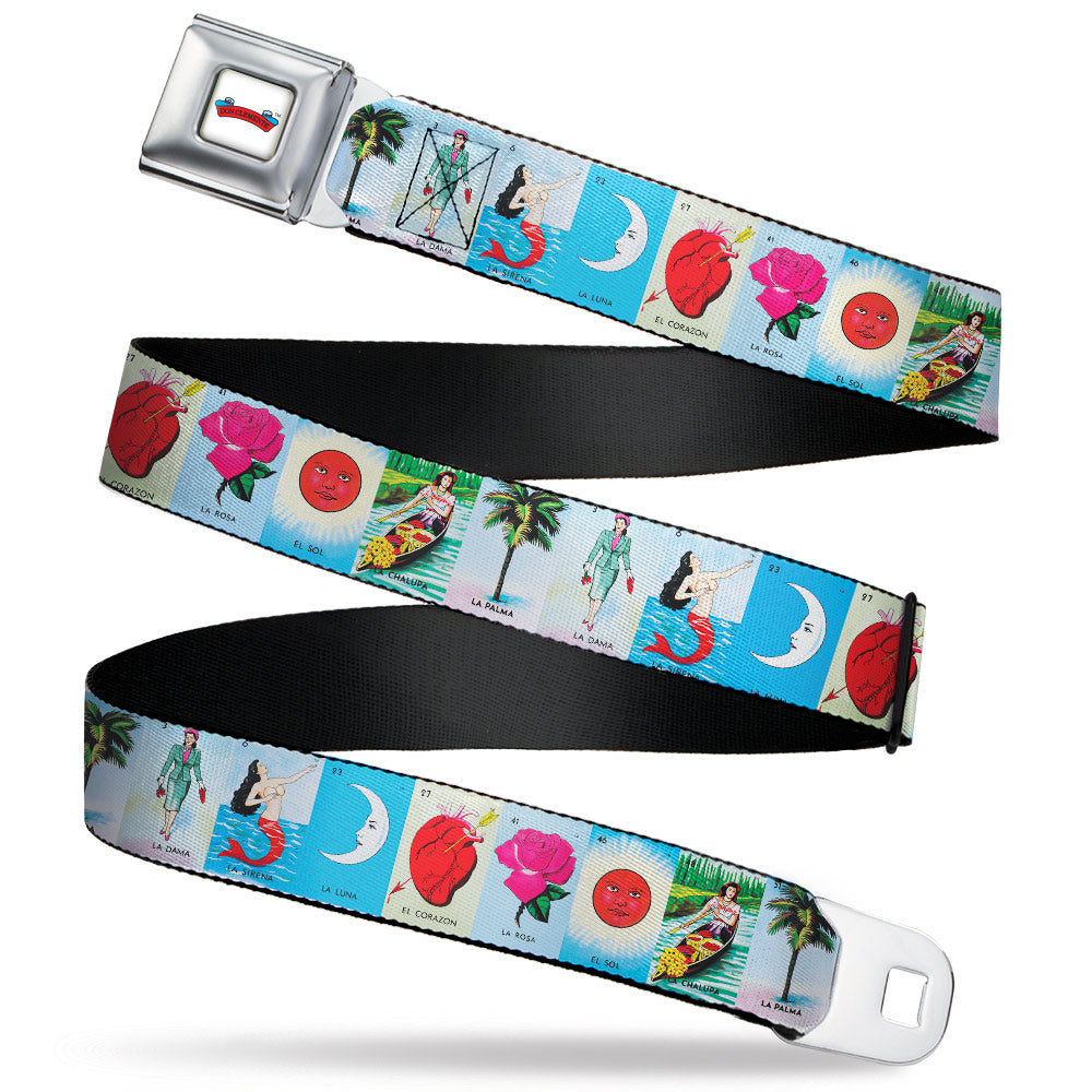 Loteria DON CLEMENTE Banner Full Color White Seatbelt Belt - LOTERIA DON CLEMENTE Logo Yellow Webbing Seatbelt Belts Loteria   