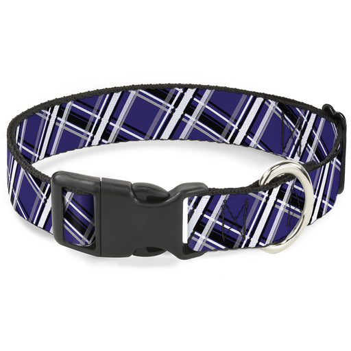 Plastic Clip Collar - Plaid X2 Purple/Gray/White/Black Plastic Clip Collars Buckle-Down   