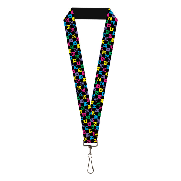 Lanyard - 1.0" - Musical Checkers Black Neon Lanyards Buckle-Down   