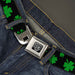 BD Wings Logo CLOSE-UP Full Color Black Silver Seatbelt Belt - St. Pat's Clovers Scattered2 Black/Green Webbing Seatbelt Belts Buckle-Down   