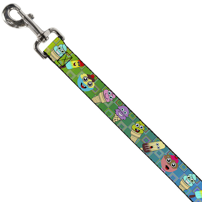 Dog Leash - Ice Cream Cone & Popsicle Expressions/Squares Multi Color Dog Leashes Buckle-Down   