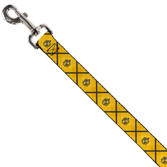 Dog Leash - Harry Potter Hufflepuff Crest Plaid Yellows/Gray Dog Leashes The Wizarding World of Harry Potter   