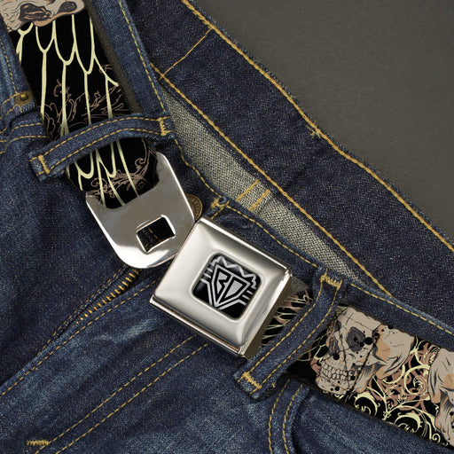 BD Wings Logo CLOSE-UP Full Color Black Silver Seatbelt Belt - BD Die Hard Skull 02 Webbing Seatbelt Belts Buckle-Down   