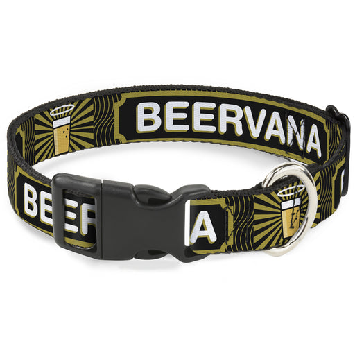 Buckle-Down Plastic Buckle Dog Collar - Beer Pint/BEERVANA Rays/Waves Black/Olive Plastic Clip Collars Buckle-Down   